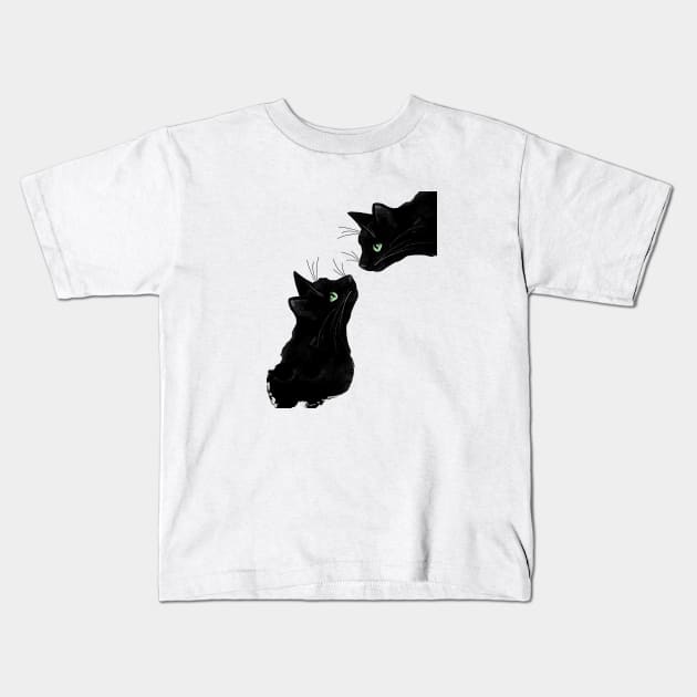 Black Cats Kids T-Shirt by TatianaBS